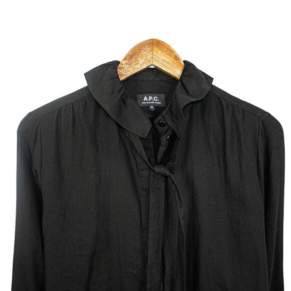 A.P.C. Bow-Tie Button up Shirt in Black Cotton Size 38 - Picture 6 of 8